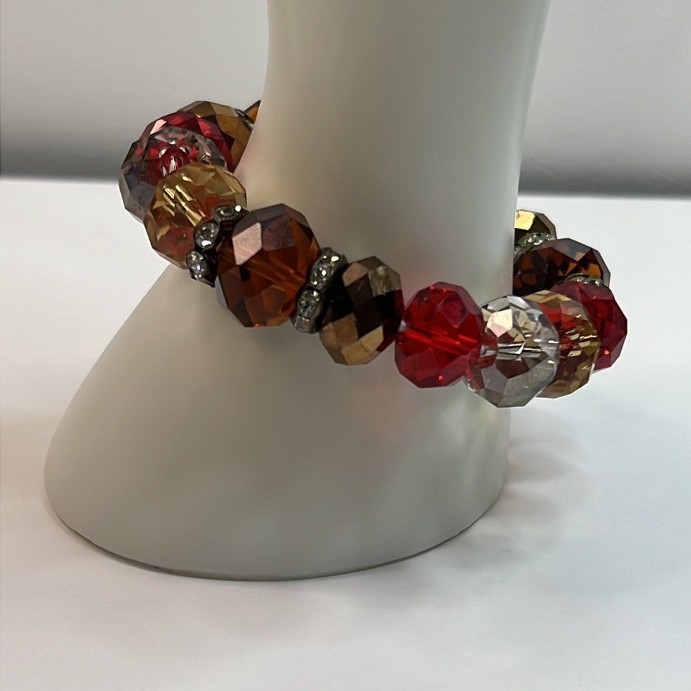 Multicolored Faceted Crystal Stretch Bracelet
